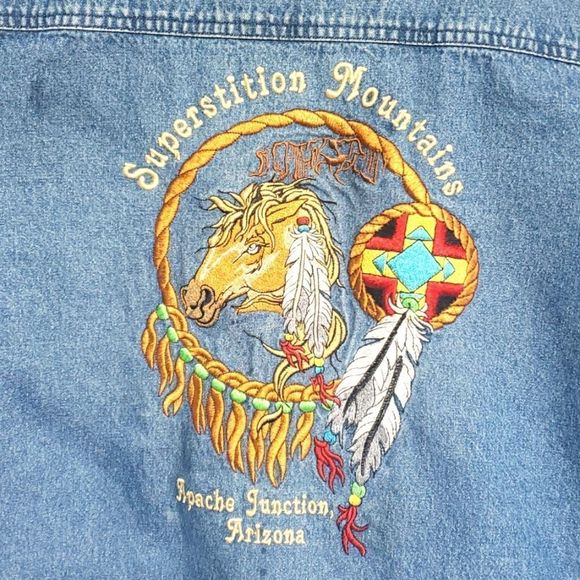 LH SPORT blue washed denim jacket, two breast pockets, metal buttons sz XL-1X - Picture 1 of 4